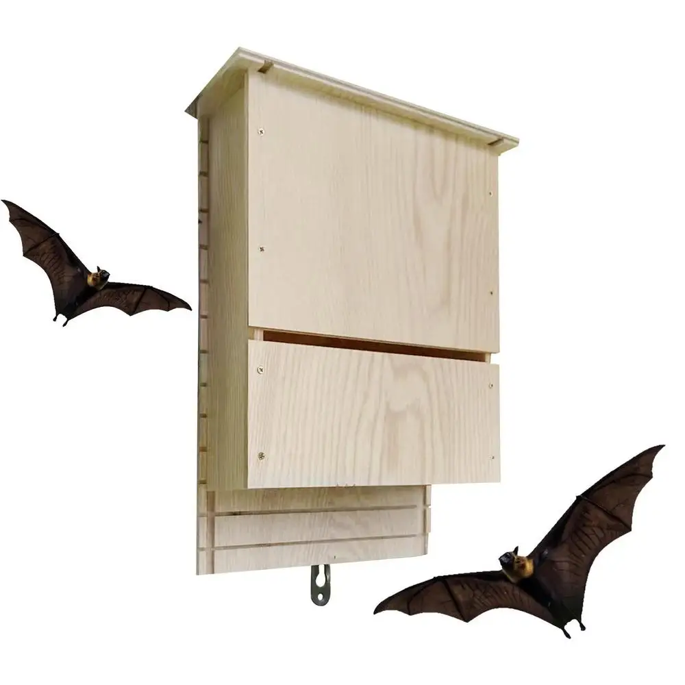 Wooden Bat House Wood Shelter For Bat Colony Reusable Wooden Bat Box Shelter For Hibernation Wooden Bat Box Shelter For Garden