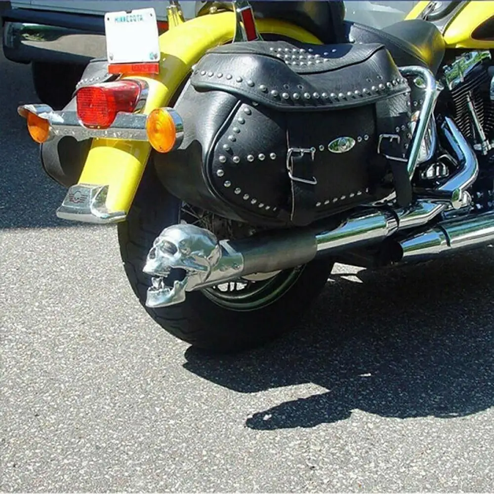 Motorcycle Skull Exhaust Tip Universal Motorbike Exhaust Pipe 5CM Solid Metal Skull Exhaust Pipe Halloween Decorations