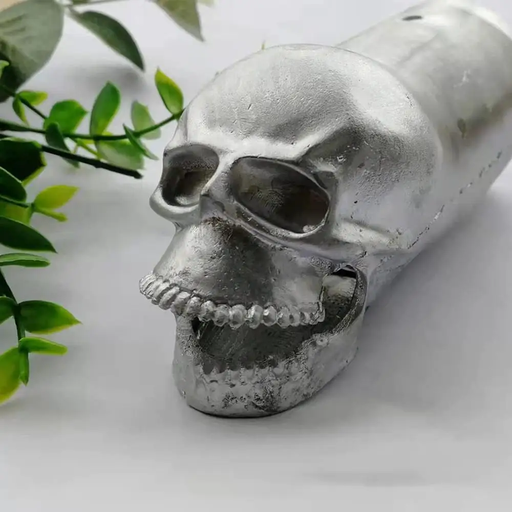 Motorcycle Skull Exhaust Tip Universal Motorbike Exhaust Pipe 5CM Solid Metal Skull Exhaust Pipe Halloween Decorations
