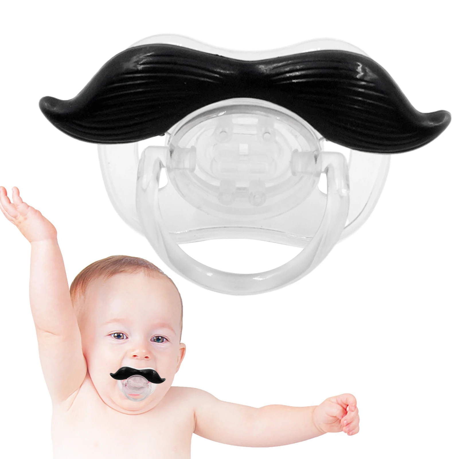 Baby Funny Pacifier Food Grade Lips Portable Cute Pacifiers With Funny Beard Mustache Pacifier For Babies And Toddlers Unisex