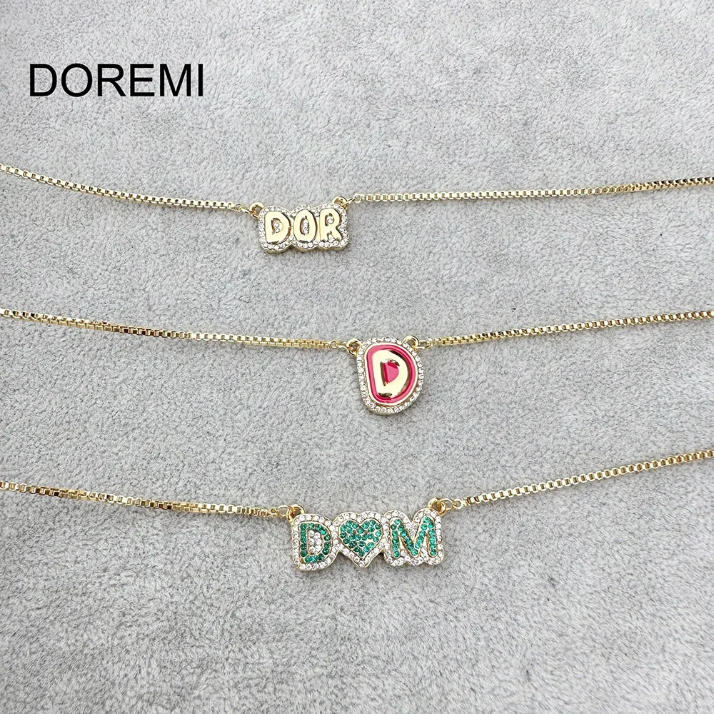 DOREMI Custom Name Necklace Crystal Colorful Birthstone Personalized Bubble Name Necklace Custom Name Jewelry for Women Mother
