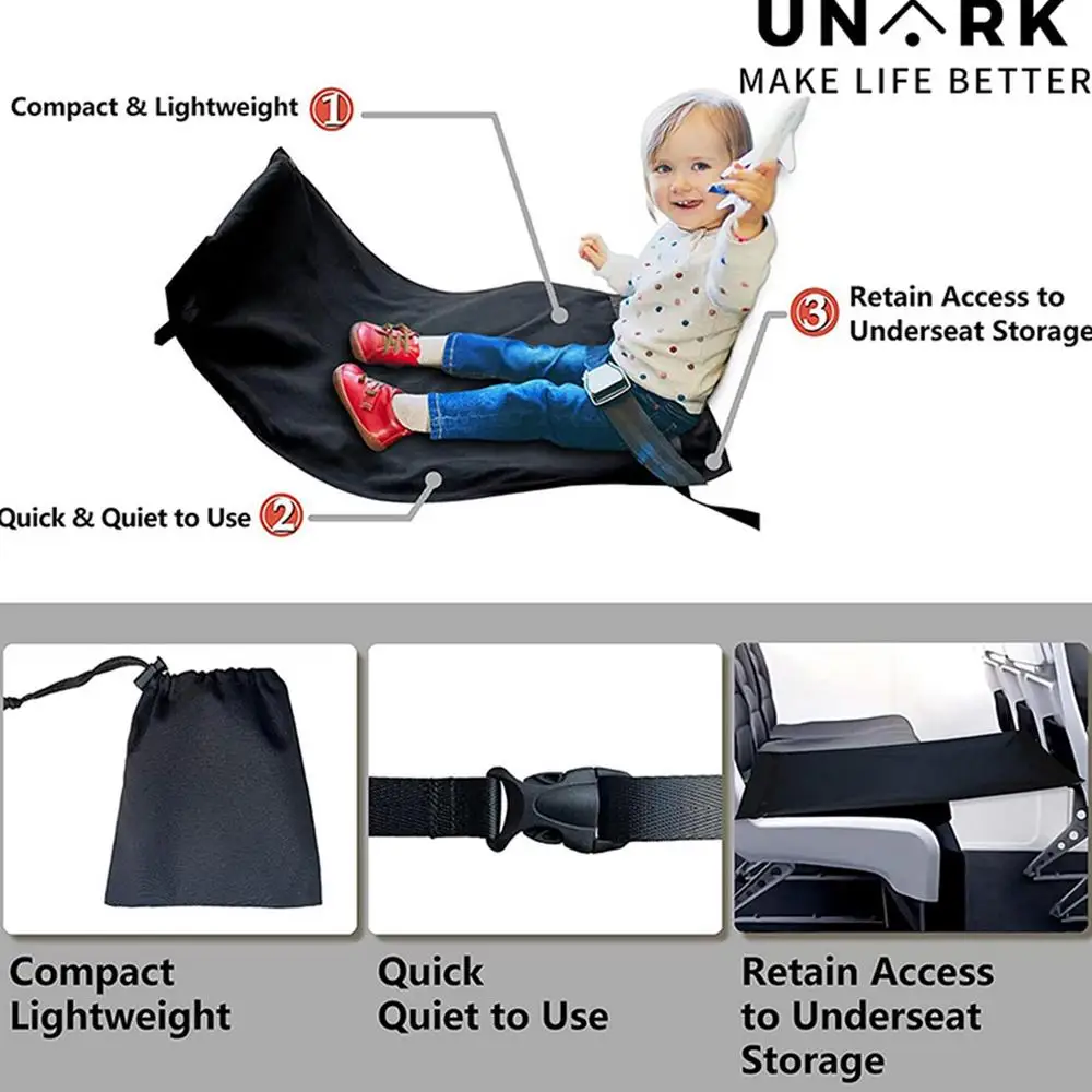 Kids Airplane Travel Bed Portable Kids Airplane Seat Extender Leg Rest Travel Footrest Hammock Mat Airplane Travel Accessories