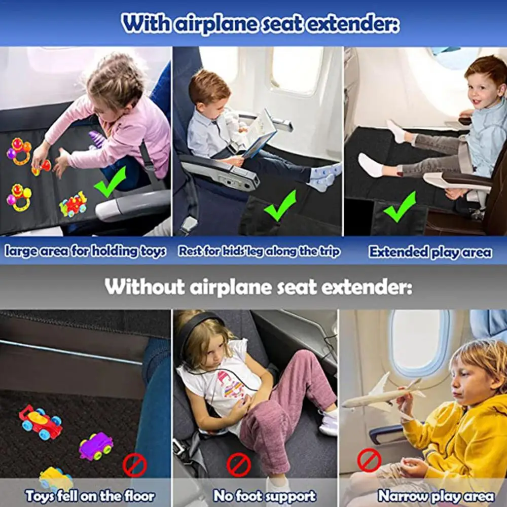 Kids Airplane Travel Bed Portable Kids Airplane Seat Extender Leg Rest Travel Footrest Hammock Mat Airplane Travel Accessories