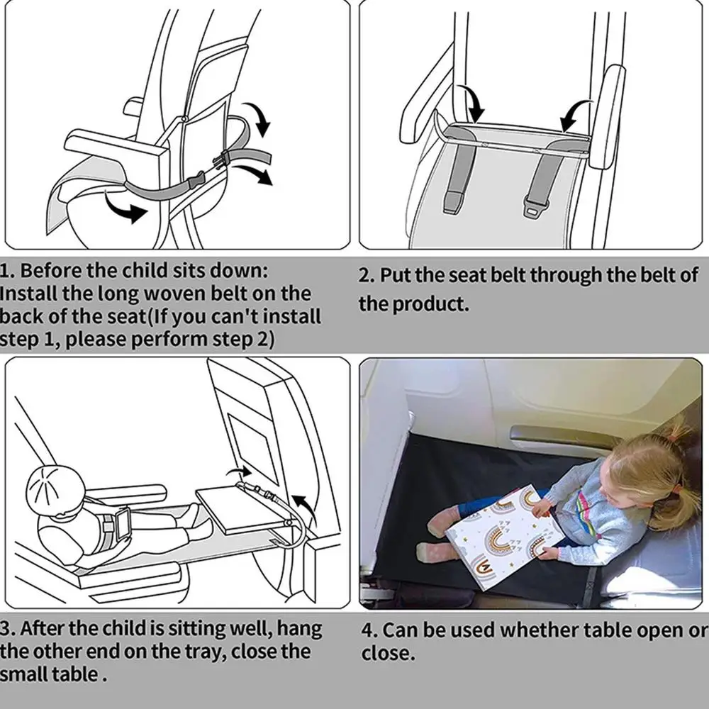 Kids Airplane Travel Bed Portable Kids Airplane Seat Extender Leg Rest Travel Footrest Hammock Mat Airplane Travel Accessories