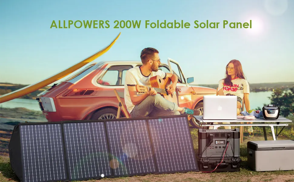 ALLPOWERS Solarpanel 100W 140W 200W Solar Energy Charger with LiFePo4 Battery 299Wh 600W Portable Power Station for Camping RV