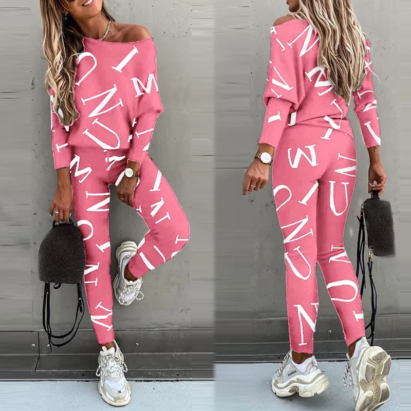 Women Tracksuit Autumn Winter Warm Letter Top Suits Casual Yoga Set Sweatshirts And Jogging Pants Outfits Sweatpants 2 Piece Set