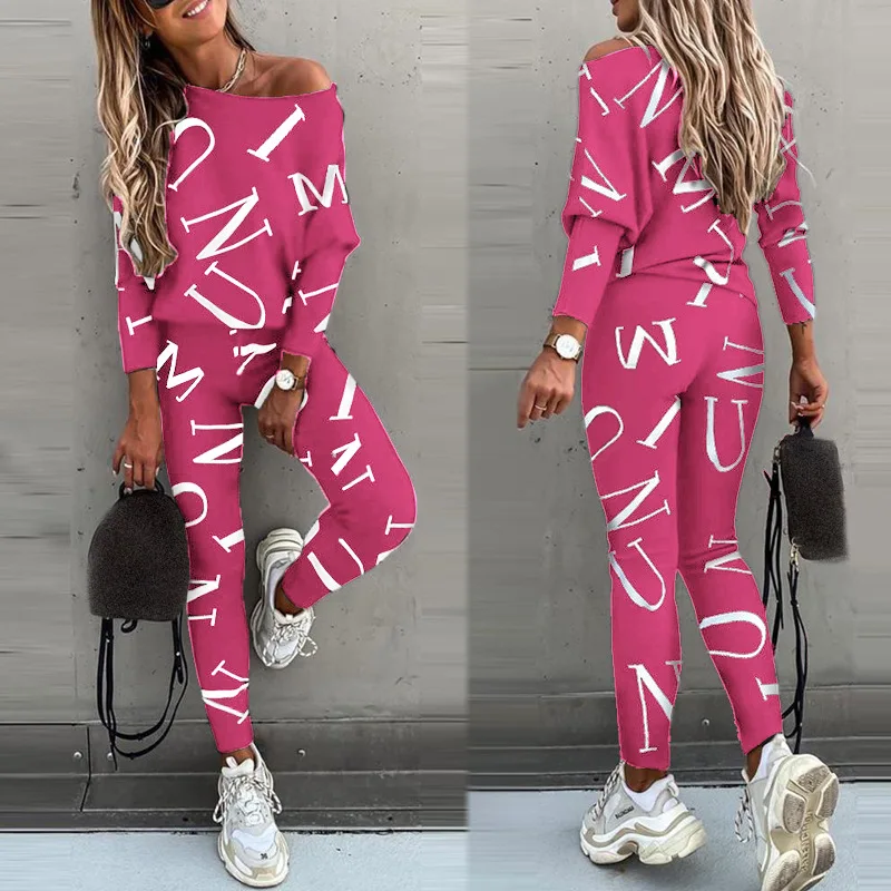 Women Tracksuit Autumn Winter Warm Letter Top Suits Casual Yoga Set Sweatshirts And Jogging Pants Outfits Sweatpants 2 Piece Set