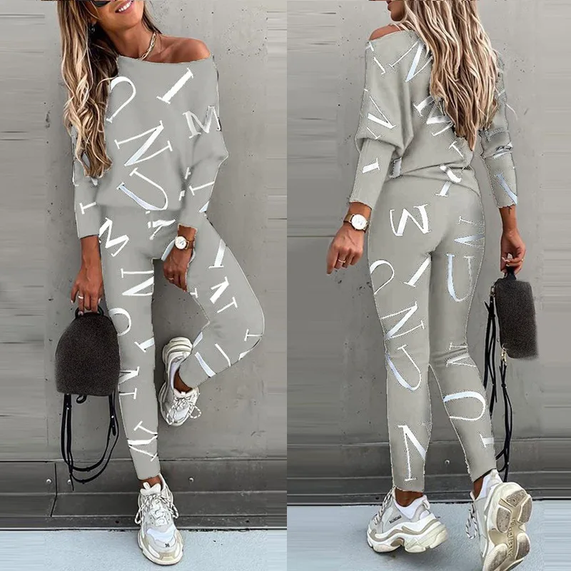 Women Tracksuit Autumn Winter Warm Letter Top Suits Casual Yoga Set Sweatshirts And Jogging Pants Outfits Sweatpants 2 Piece Set