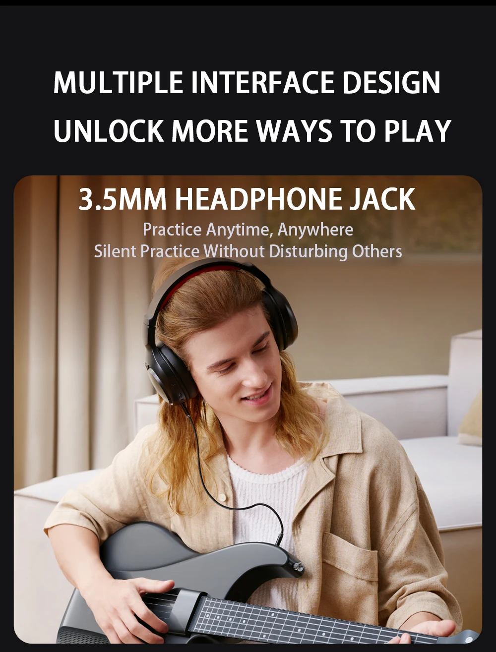 AeroBand Guitar Electric Guitar Pain-Free Silicone String Travel All-in-One 9 Sound Styles Acoustic Bass With Speaker Microphone