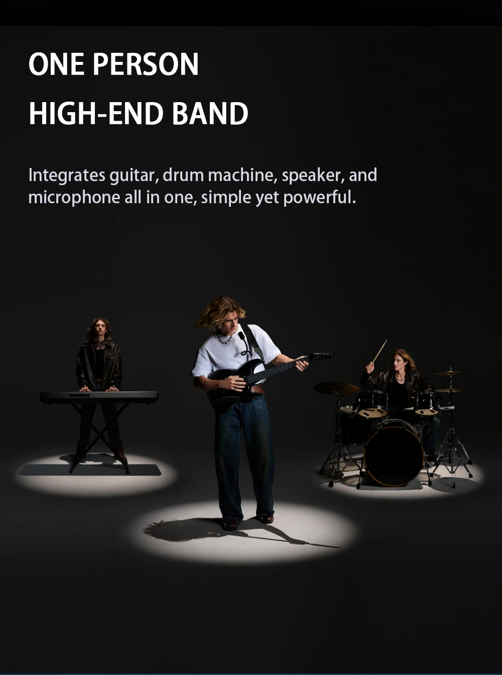 AeroBand Guitar Electric Guitar Pain-Free Silicone String Travel All-in-One 9 Sound Styles Acoustic Bass With Speaker Microphone