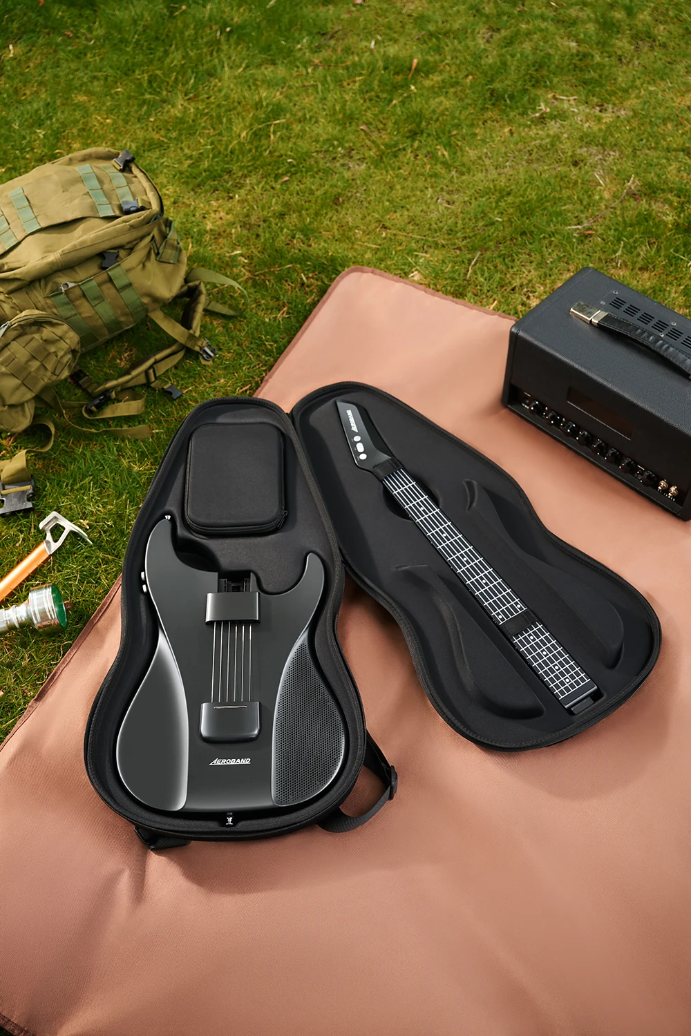 AeroBand Guitar Electric Guitar Pain-Free Silicone String Travel All-in-One 9 Sound Styles Acoustic Bass With Speaker Microphone