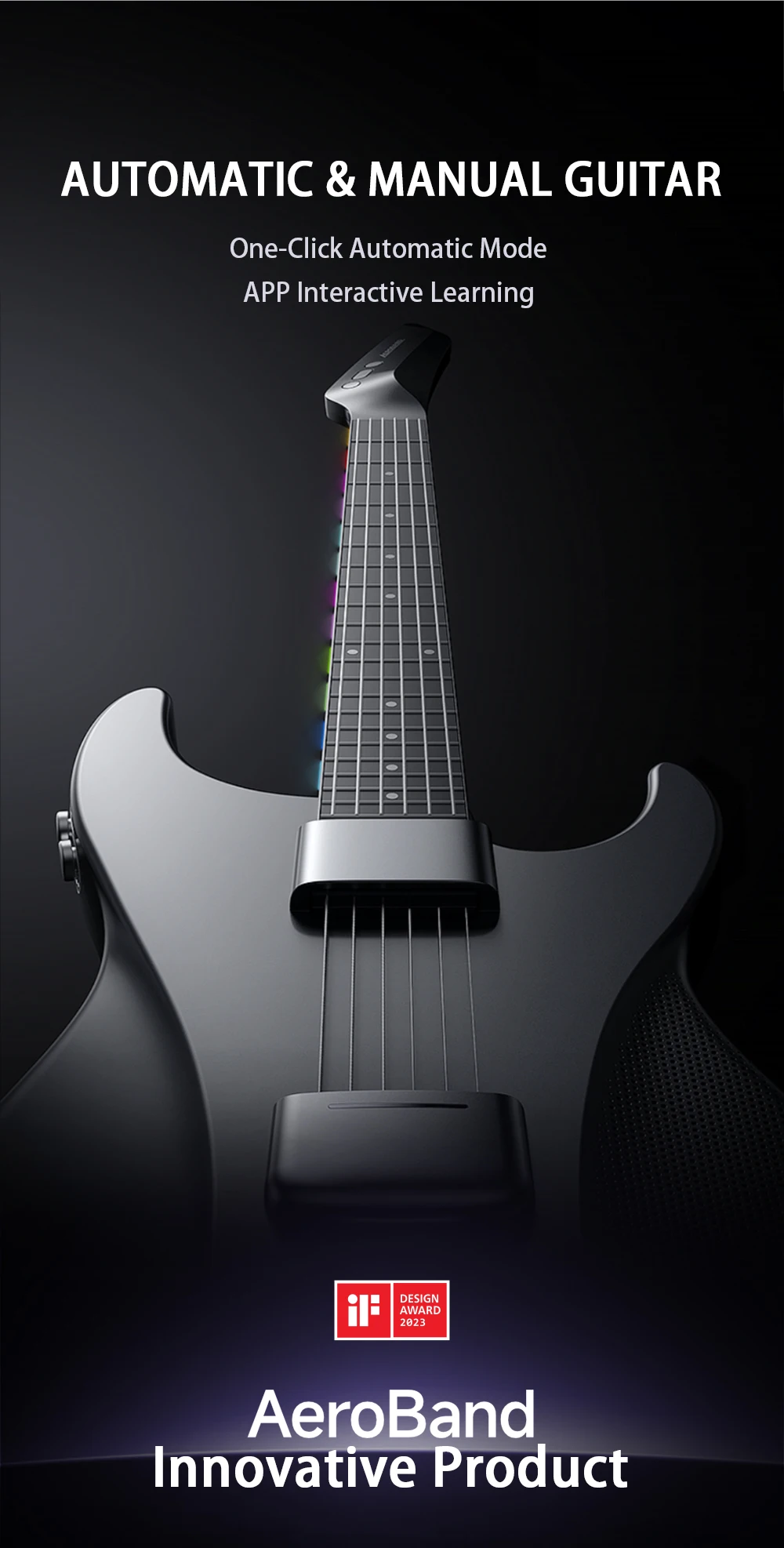 AeroBand Guitar Electric Guitar Pain-Free Silicone String Travel All-in-One 9 Sound Styles Acoustic Bass With Speaker Microphone