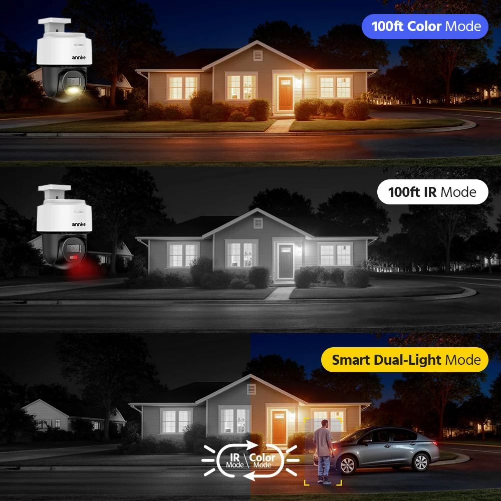 ANNKE 4K PoE PT Speed Security Camera Color Night Vision Motion Detection Built-in Microphone Security Protection Cameras