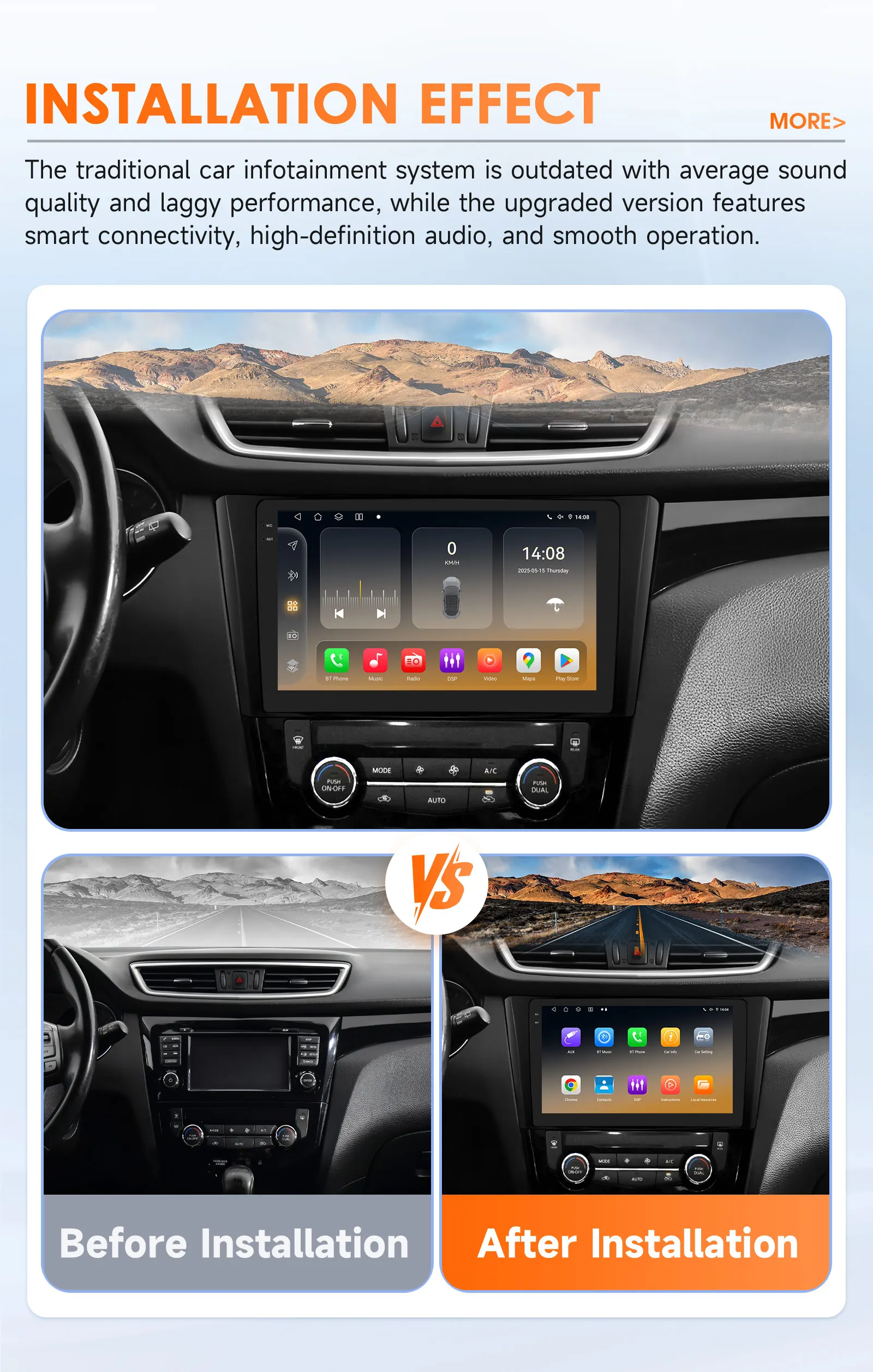Hizpo Wireless CarPlay Android Auto Radio For Nissan Rogue X-Trail X Trail 3 T32 2013 - 2017 Qashqai 2 J11 Car Multimedia GPS BT