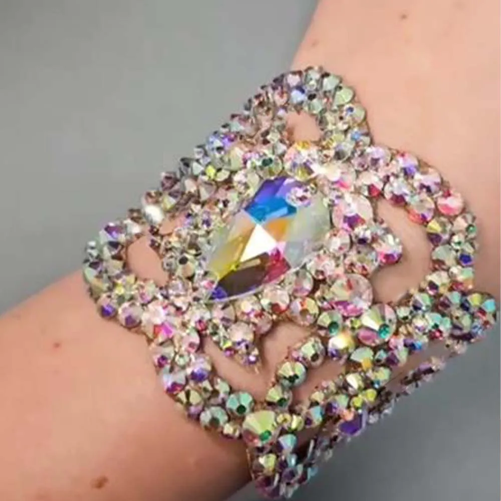 Stonefans High Quality AB Rhinestones Bracelet Charms Ballroomdancing Wedding Belly Costumes Accessories for Women Girls Bangle