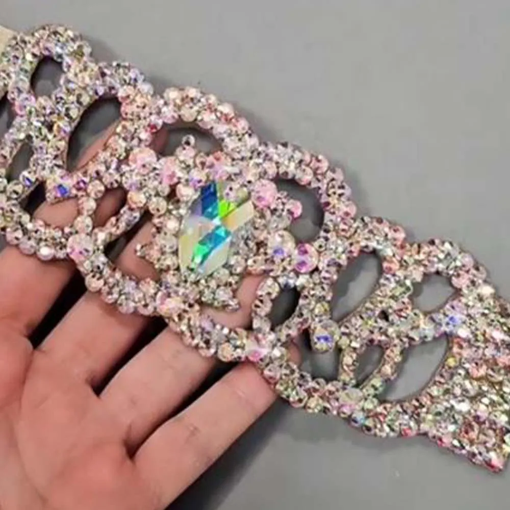 Stonefans High Quality AB Rhinestones Bracelet Charms Ballroomdancing Wedding Belly Costumes Accessories for Women Girls Bangle