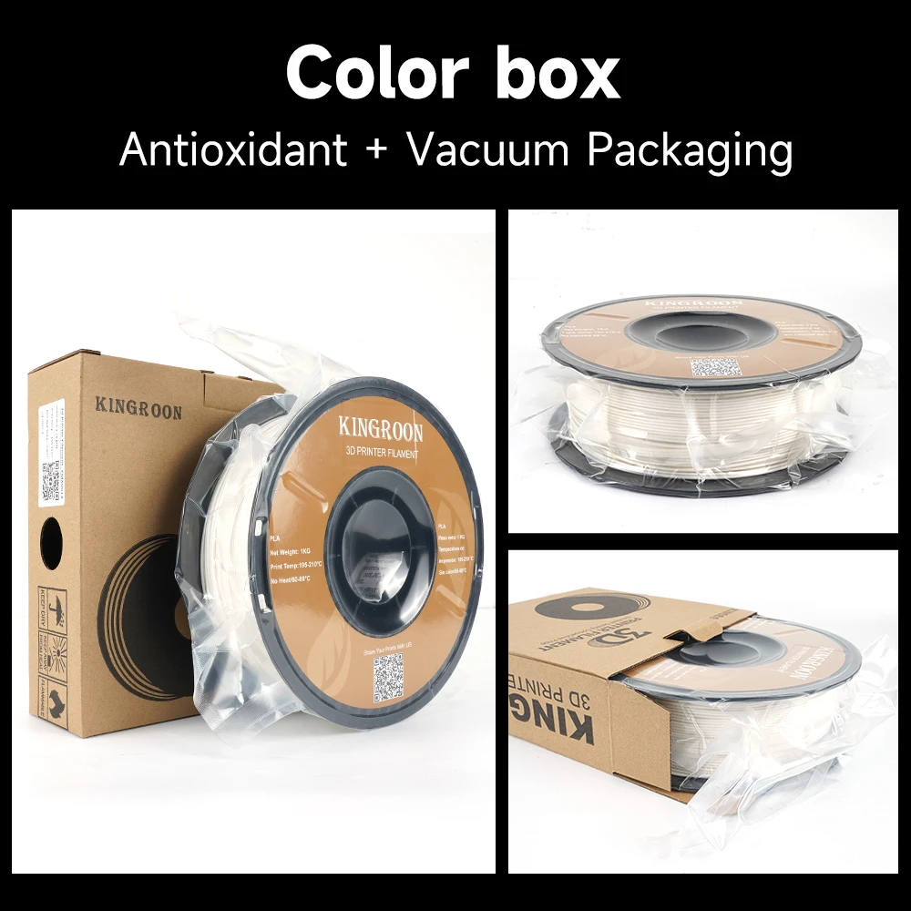KINGROON Standard 1KG PLA PETG TPU ABS Filament 1.75mm +/- 0.03mm No Bubbles 3D Printer Plastic, Random Spool