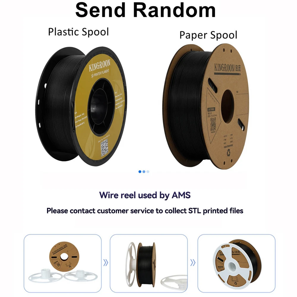 KINGROON Standard 1KG PLA PETG TPU ABS Filament 1.75mm +/- 0.03mm No Bubbles 3D Printer Plastic, Random Spool