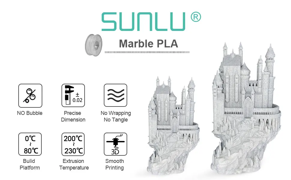 SUNLU 2KG PLA/Matte/Luminous/Marble/Wood/Carbon Fiber/Twinkle Filament 1.75mm 1KG Spool Glow in the Dark Material For 3D Printer