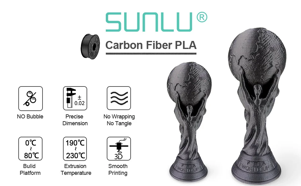 SUNLU 2KG PLA/Matte/Luminous/Marble/Wood/Carbon Fiber/Twinkle Filament 1.75mm 1KG Spool Glow in the Dark Material For 3D Printer