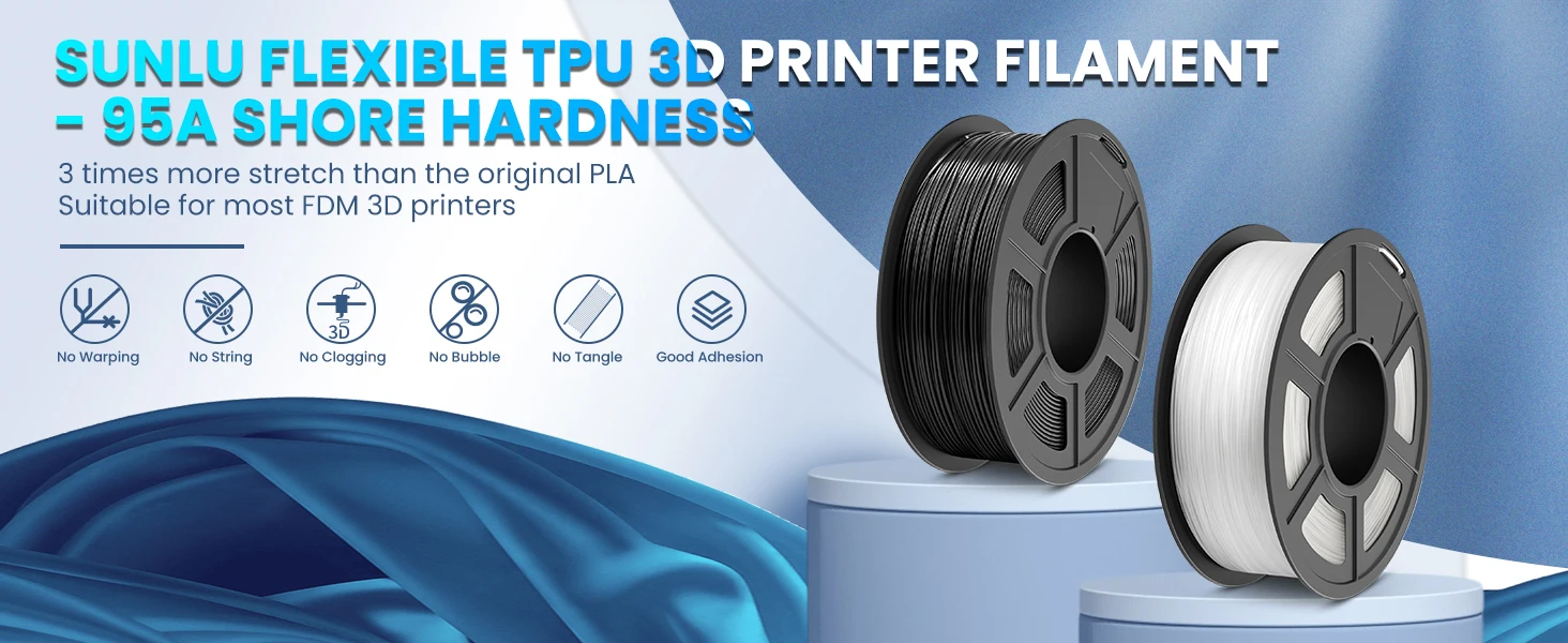SUNLU 3D Filament ABS/TPU/EASY ABS/ASA 1.75mm 2Roll 1KG(TPU 0.5KG/Roll) 3D Printer Filament for 3D Printer