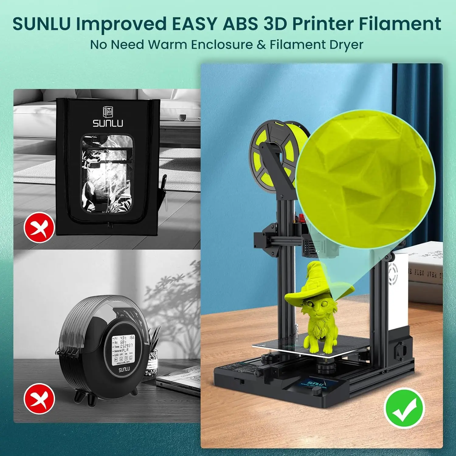 SUNLU 3D Filament ABS/TPU/EASY ABS/ASA 1.75mm 2Roll 1KG(TPU 0.5KG/Roll) 3D Printer Filament for 3D Printer