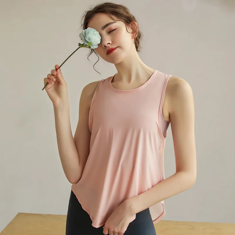 Loose Running T-shirt Women Mesh Patchwork Sleeveless Sports Top Breathable Running Fitness Yoga Shirt Workout Top Cover Up