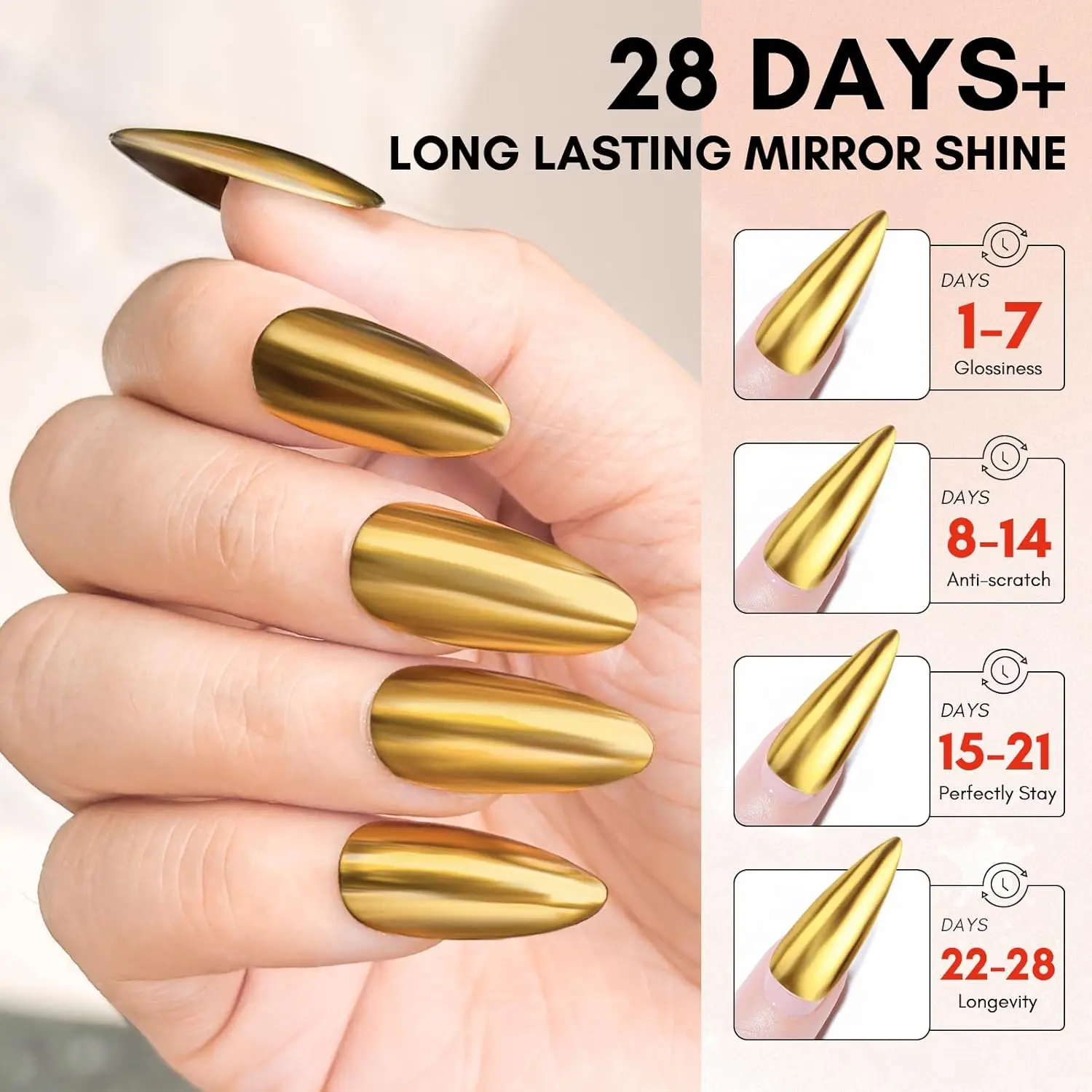 Makartt Gel Top Coat for Chrome Nail Powder - 15ml No Wipe High Gloss Top Coat Gel Nail Polish Mirror Shine Nail Gel