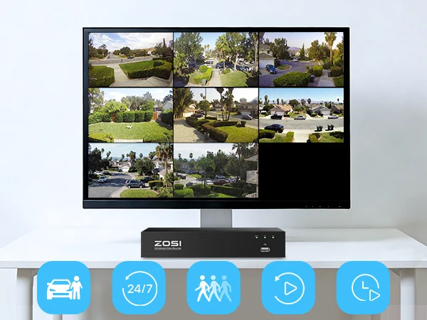 ZOSI 4K 8MP 5MP POE Video Surveillance Kit 8CH H.265 Home CCTV NVR Set Color Night Vision AI Detection IP Security Camera System