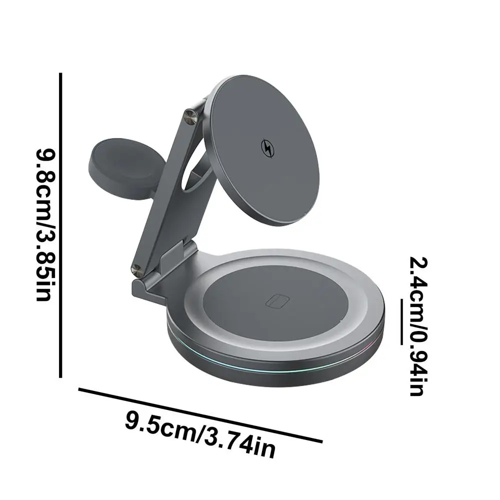 Phone Charger Stand Anti-Skid Magnetic Charger Charging Dock Zinc Alloy Phone Watch Charging Stand With 360 Rotation Design