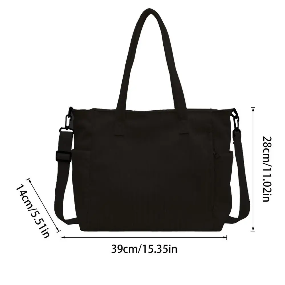 Corduroy Tote Bag Travel Crossbody Purse Business Bag Large Messenger Shoulder Bag Women's Corduroy Handbags For Casual Work