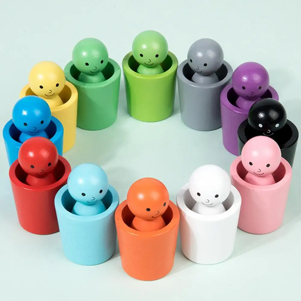 Balls In Cups Montessori Toy Early Education Toys Color Sorting And Counting Wooden Peg Dolls In Cups For Children Boys Girls
