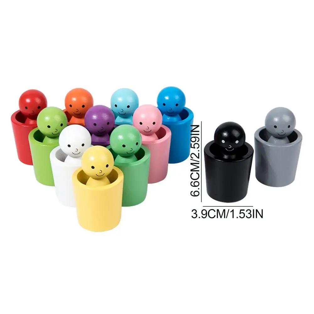 Balls In Cups Montessori Toy Early Education Toys Color Sorting And Counting Wooden Peg Dolls In Cups For Children Boys Girls
