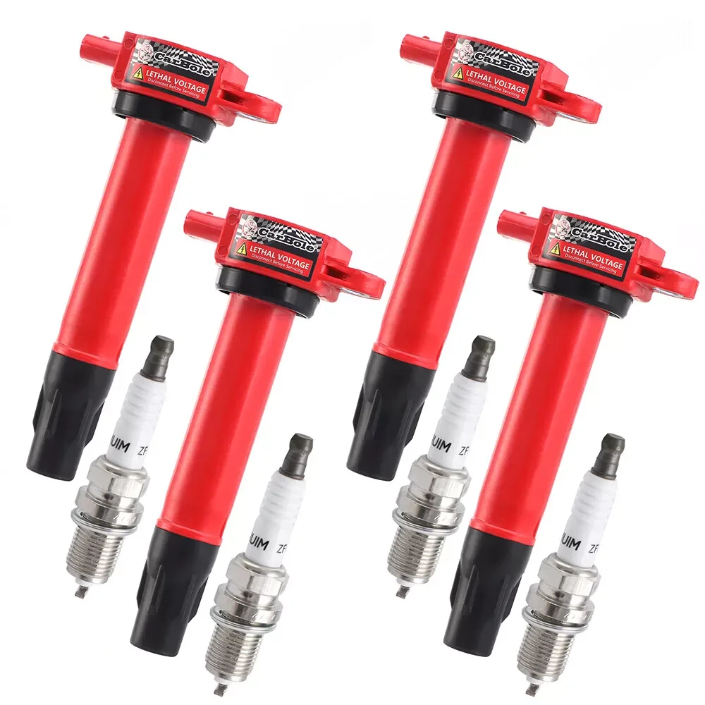 Carbole 4 Pack Ignition Coils and Iridium Spark Plugs For Jeep Dodge Chrysler 2.0L 2.4L