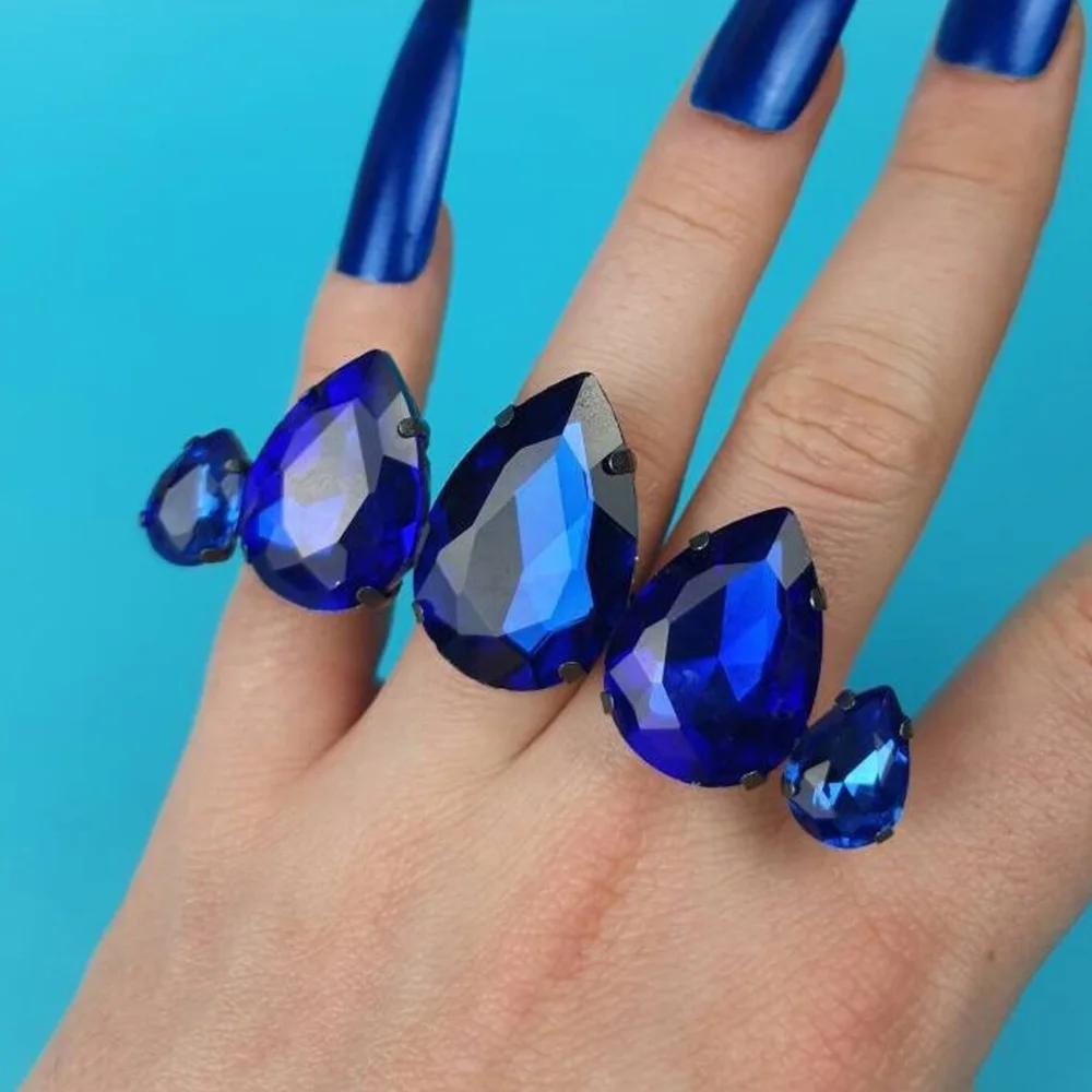 Stonefans Oversized Overlong Colorful Rings Statement Jewelry for Women Exaggerated Large Cocktail Ring Open Finger Accessories
