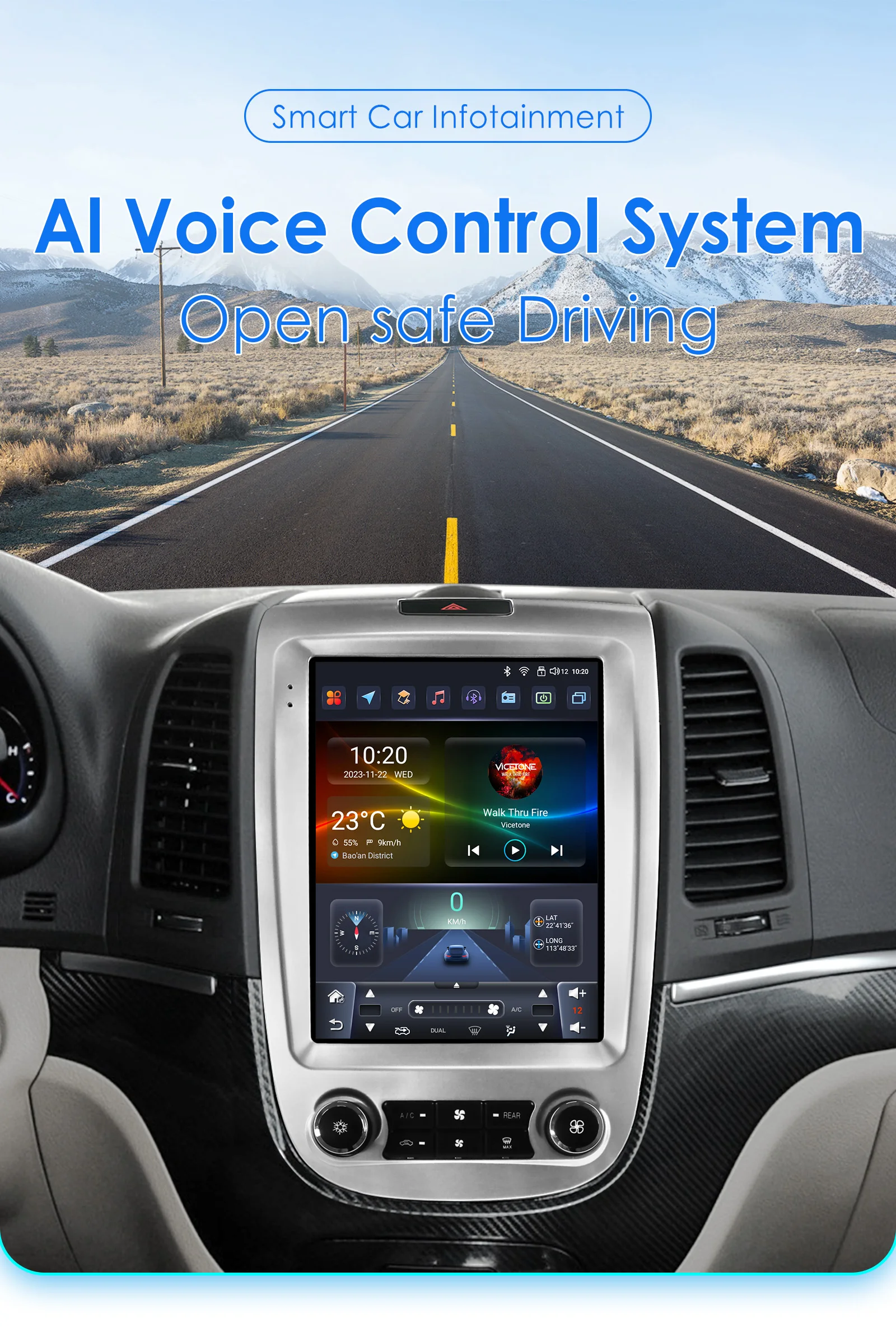 Hizpo For Tesla Style 2Din Car Radio For Hyundai Santa Fe 2 2006 2007-2012 Stereo Multimedia Video Player Navigation GPS Carplay