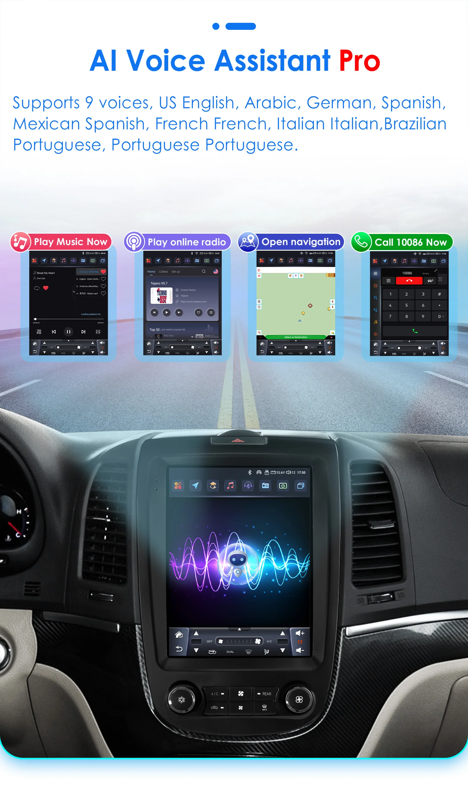 Hizpo For Tesla Style 2Din Car Radio For Hyundai Santa Fe 2 2006 2007-2012 Stereo Multimedia Video Player Navigation GPS Carplay