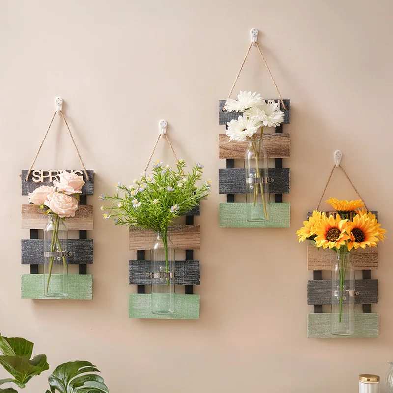 New Glass Vase Home Decorations Nordic Wall Hanging Plant Pot Decoration Living Room Decor Flower Accessories