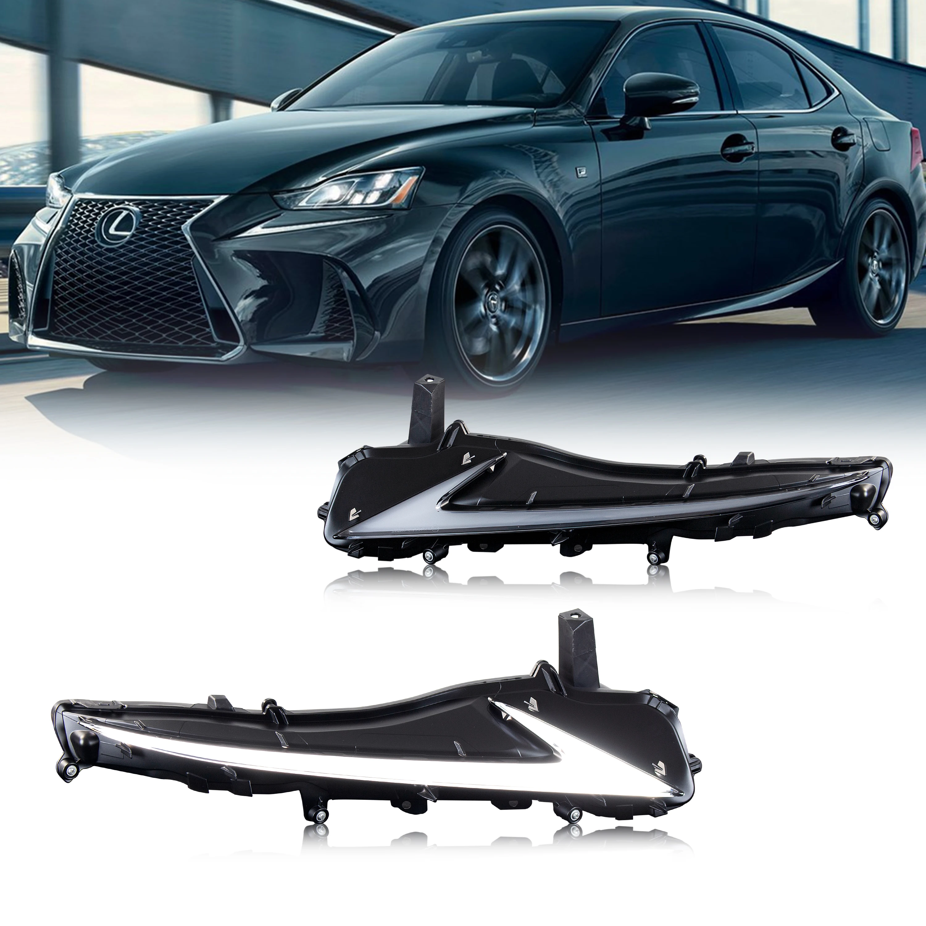 LED Daytime Running Light Kit for Lexus IS250 IS200t IS350 ISF IS300 2014-2016 Sequential Turn Signal DRL Assembly