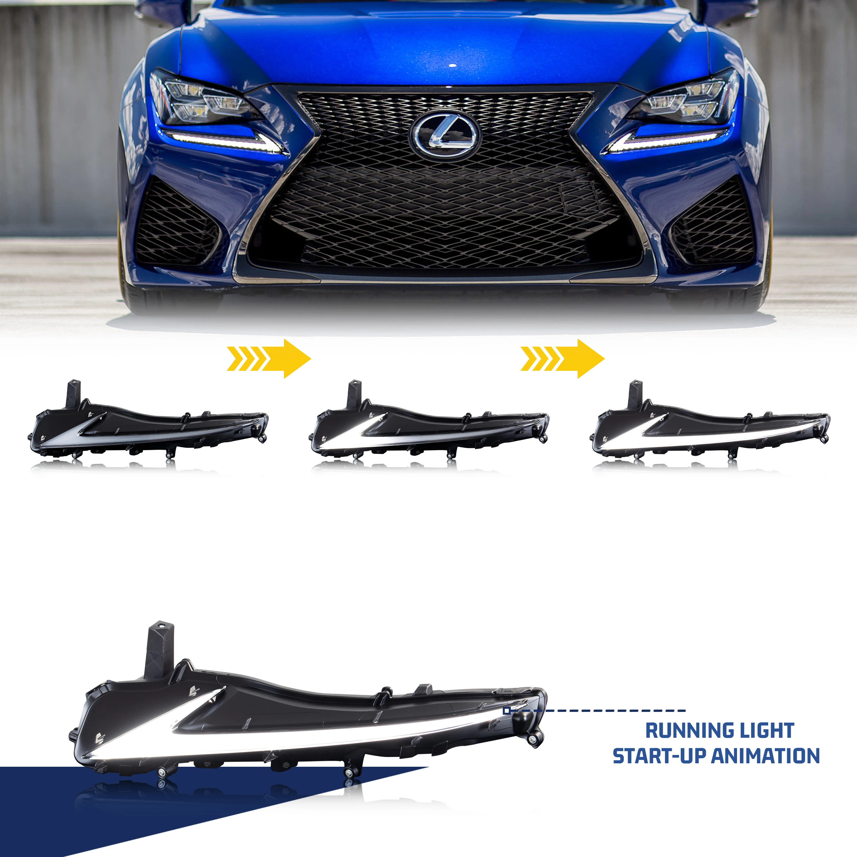 LED Daytime Running Light Kit for Lexus IS250 IS200t IS350 ISF IS300 2014-2016 Sequential Turn Signal DRL Assembly