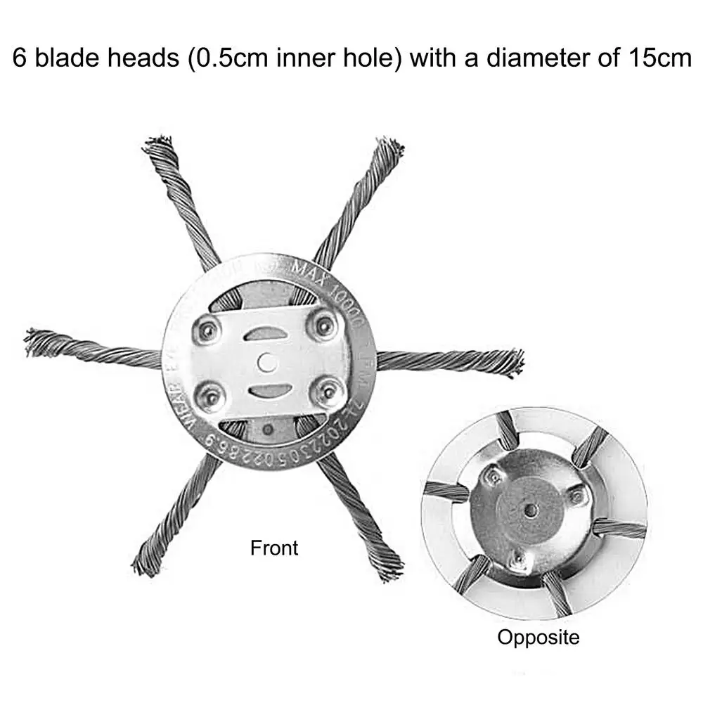 Upgrade 6 Heads Steel Wire Weeds Brush Cutter Grass Trimmer Head Universal Rotary Wheel Brush Disc Lawn Mower Garden Tools
