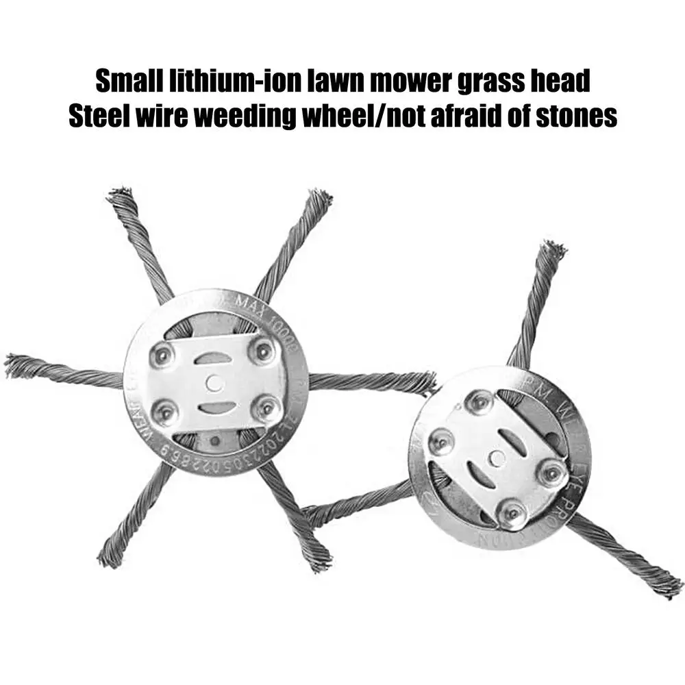 Upgrade 6 Heads Steel Wire Weeds Brush Cutter Grass Trimmer Head Universal Rotary Wheel Brush Disc Lawn Mower Garden Tools