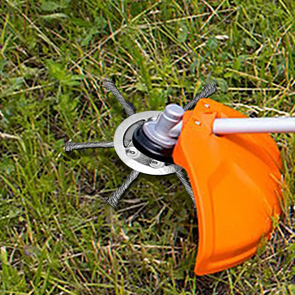 Upgrade 6 Heads Steel Wire Weeds Brush Cutter Grass Trimmer Head Universal Rotary Wheel Brush Disc Lawn Mower Garden Tools