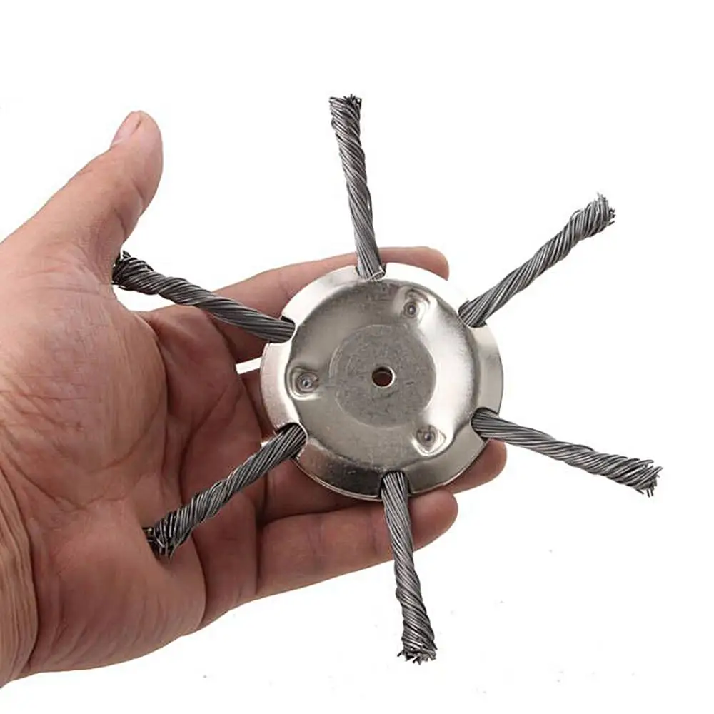 Upgrade 6 Heads Steel Wire Weeds Brush Cutter Grass Trimmer Head Universal Rotary Wheel Brush Disc Lawn Mower Garden Tools