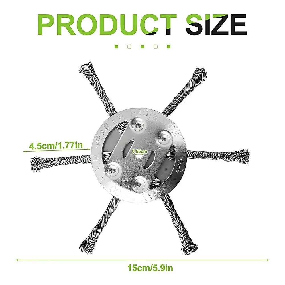 Upgrade 6 Heads Steel Wire Weeds Brush Cutter Grass Trimmer Head Universal Rotary Wheel Brush Disc Lawn Mower Garden Tools