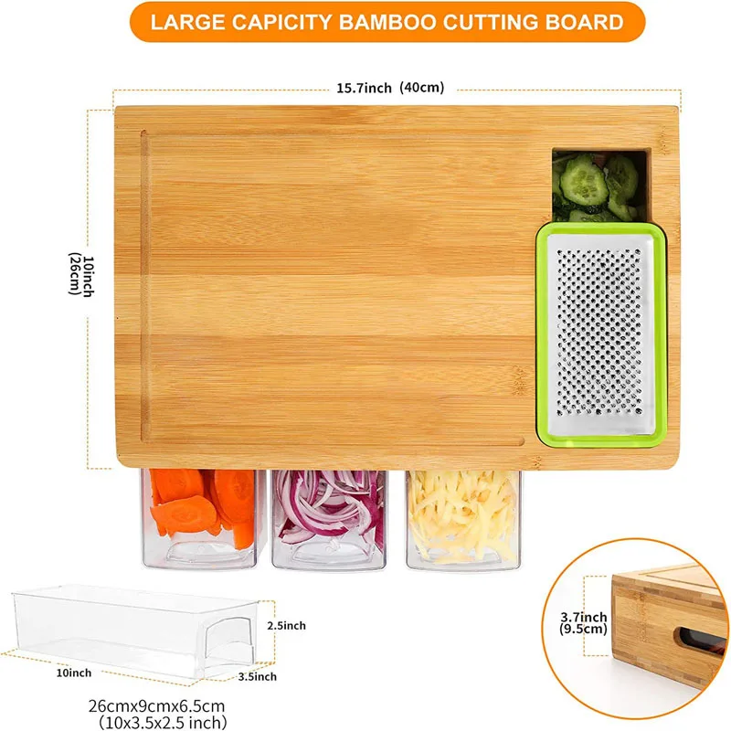 Solid Wood Kitchen Cutting Board Storage Box Drawer Type Cutting Board Rolling Panel Cutting Fruit Board Can Store