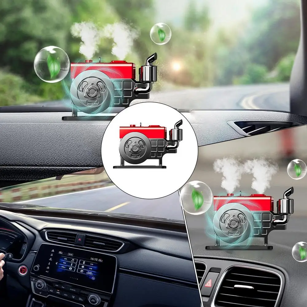Solar Powered Car Air Freshener Vintage Air Freshener For Car Simulated Engine Car Air Fresheners With Solar Rotating Portable