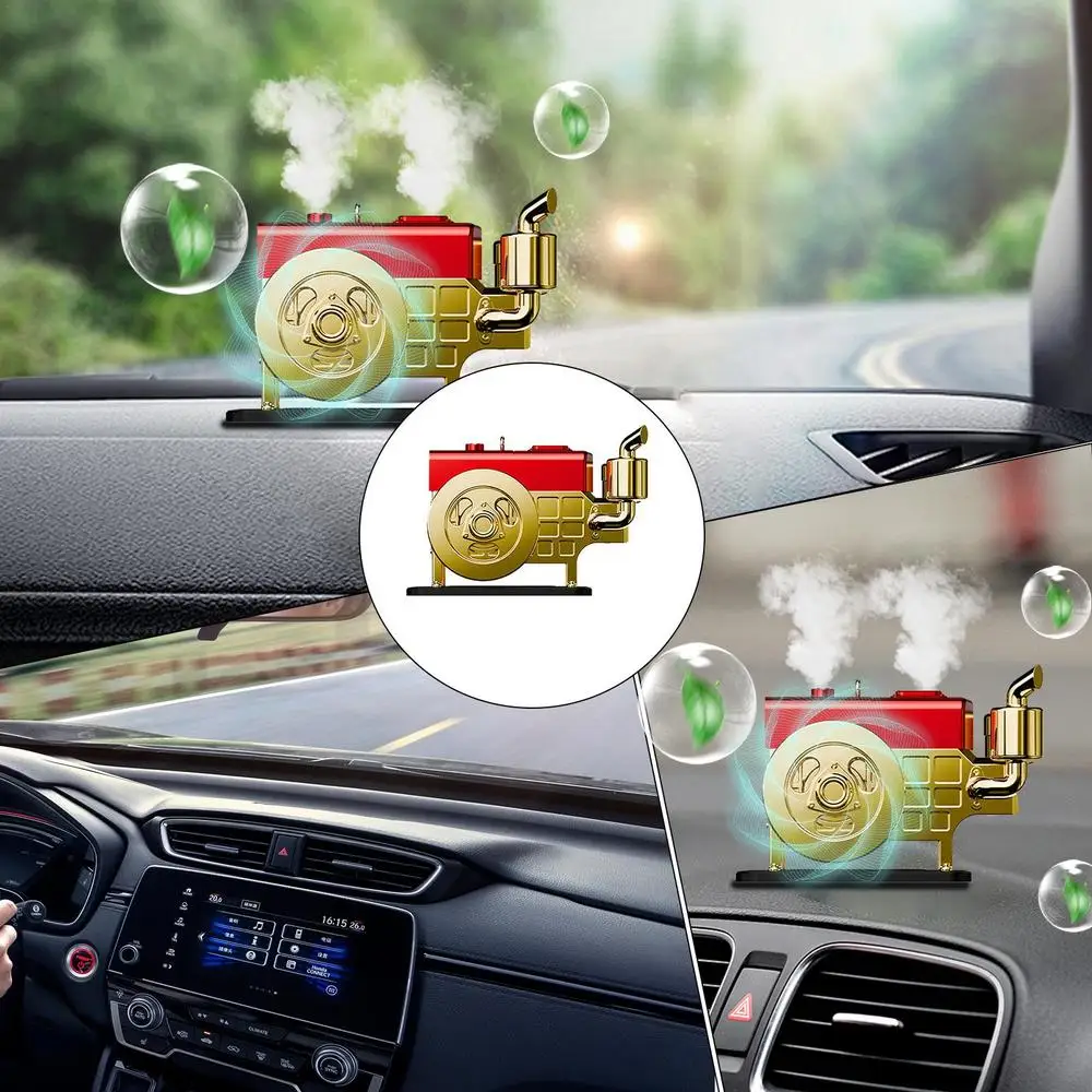 Solar Powered Car Air Freshener Vintage Air Freshener For Car Simulated Engine Car Air Fresheners With Solar Rotating Portable