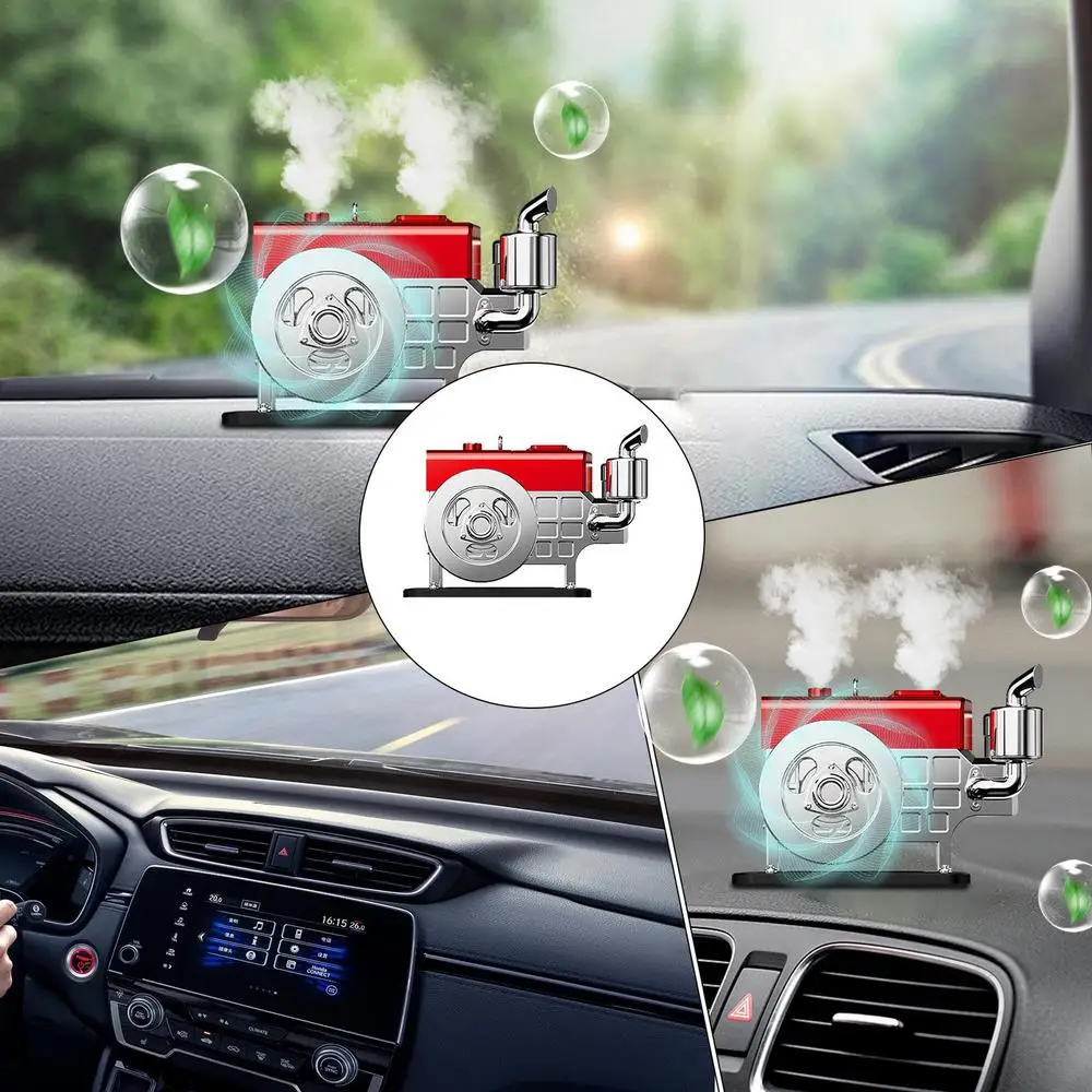 Solar Powered Car Air Freshener Vintage Air Freshener For Car Simulated Engine Car Air Fresheners With Solar Rotating Portable