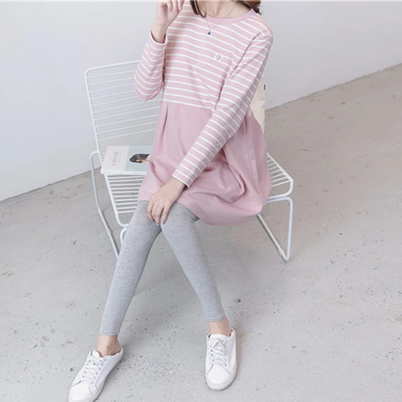 Spring and Autumn Maternity Dress Sweet Casual Loose Straight Clothes for Pregnant Women Elegant Long Sleeve Maternity Dress F5